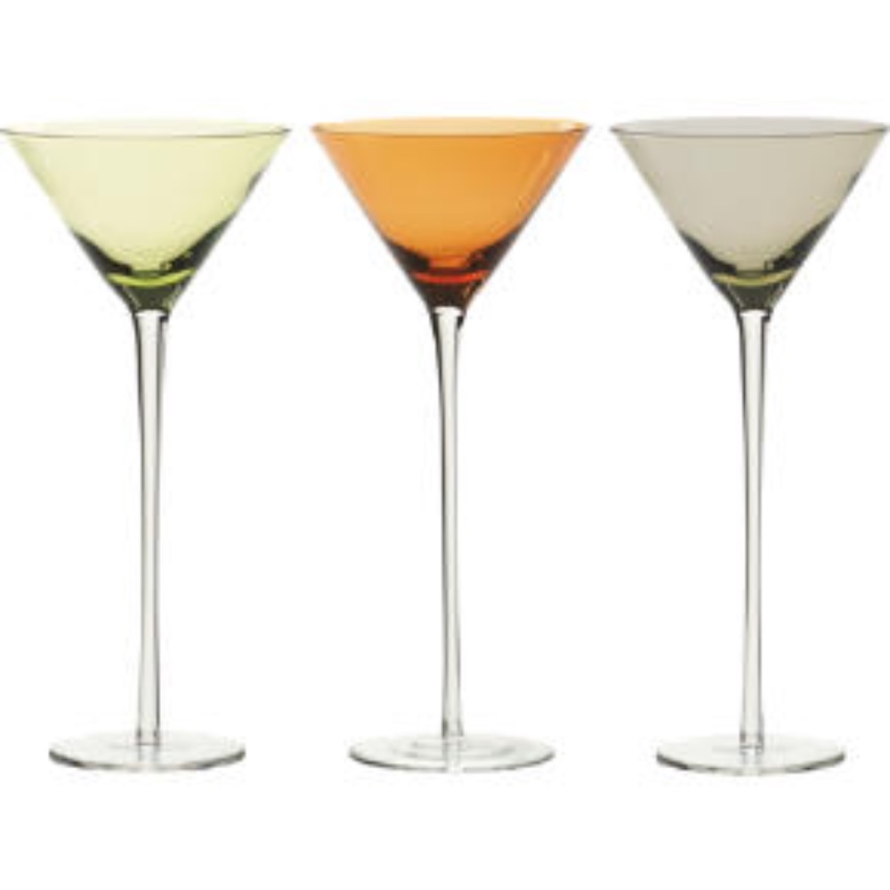 CB2 Tall 11 inch Martini Clear BLUE Tinted Glass